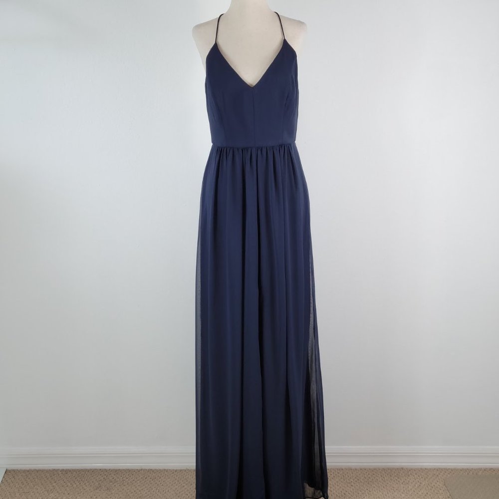 Dessy Collection Navy Blue Maxi Dress - Picture 2 of 10